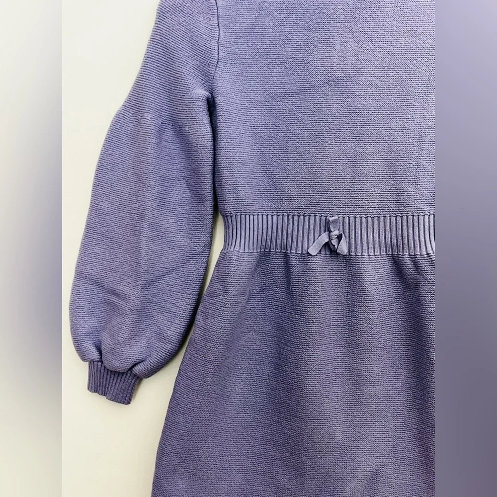 Janie and Jack Puff Sleeve Knit Sweater Dress Girls 12 Long Sleeve Lavender EUC